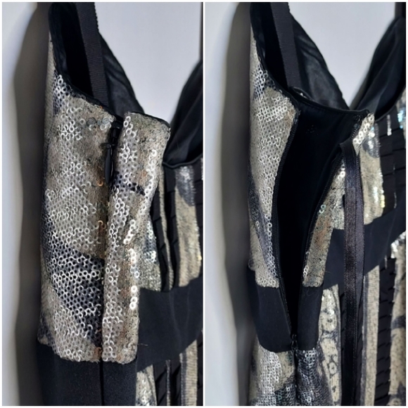 💟🤍NEW! Diane Von Furstenberg Ariba black & silver sequined formal dress Sz 6 - Picture 9 of 15